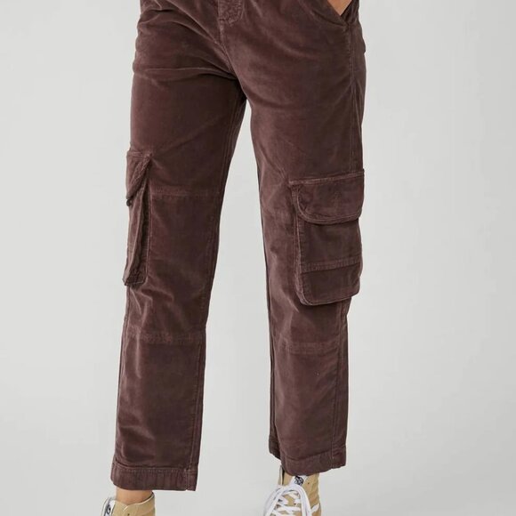 NEW Free People Hard Crushin' Plush Cargo Pants in Chocolate Merlot for women j - Picture 7 of 7